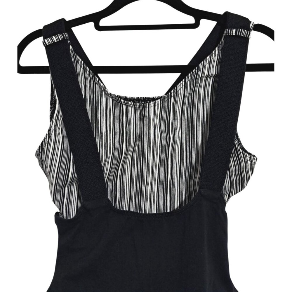 Vintage 80s Marika Dark Balletcore Black White Retro Bodysuit Leotard Size L - Picture 5 of 7